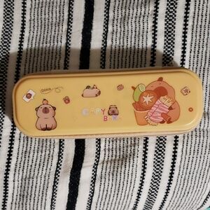 Capybara Yellow Pencil Case With exsesories